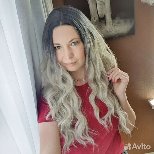 Парик на сетке блонд локоны термоволокно премиум