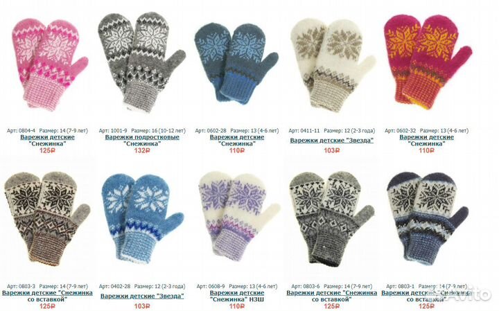 Детские шерстяные варежки оптом от производителя