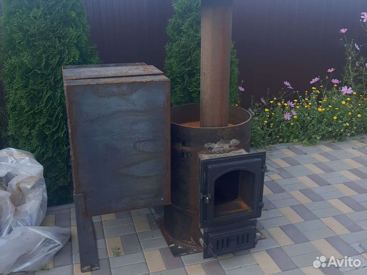 Печь для бани, с баком
