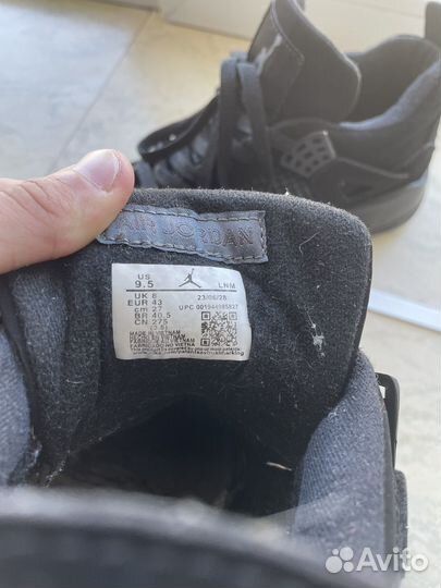 Кроссовки nike air jordan 4 black