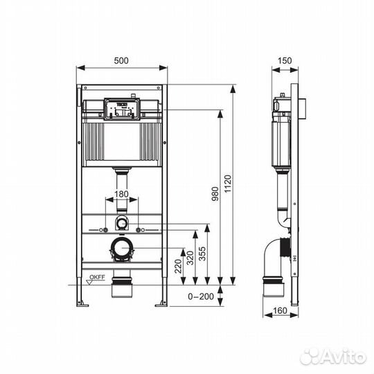 Инсталляция TeceBase 9400413 с кнопкой смыва