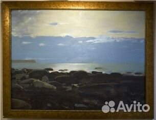 Нх. Берег моря. Картон, масло, 1960- е года, 68см