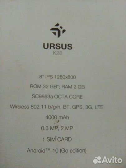 Планшет Ursus c 4G LTE