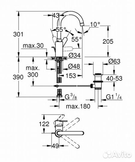 Смеситель для раковины Grohe Eurostyle Cosmopolita