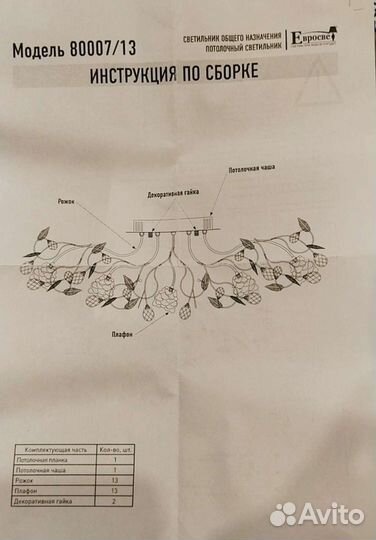 Люстра потолочная новая