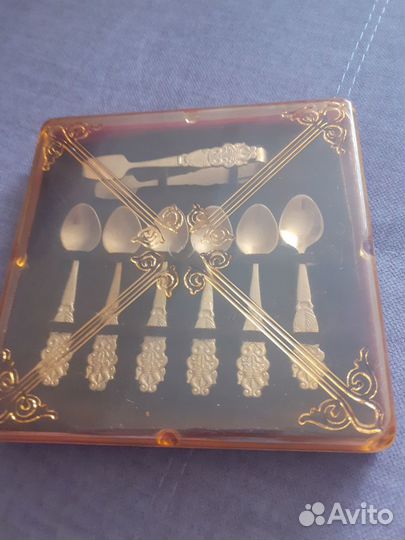 Набор щипцы для сахара -Ложечки 6 шт,мельхиор,ссср