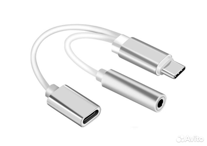 Адаптер Type-C на 3,5mm (MiniJack) +Type-C зарядка