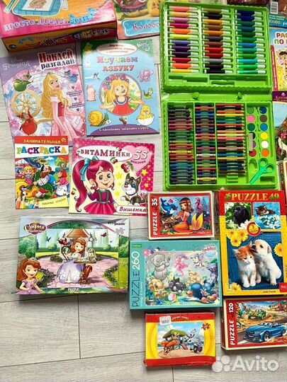 Пазлы, книжки, журналы большим пакетом