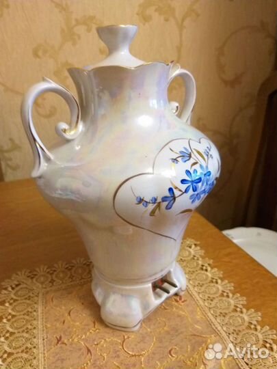 Самовар фарфоровый электрический и чайник СССР