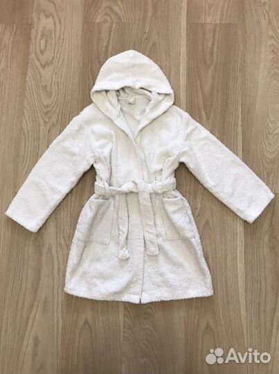 Белый махровый халат для девочки раз 128