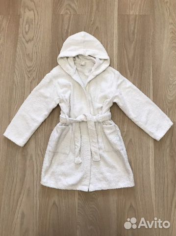 Белый махровый халат для девочки раз 128