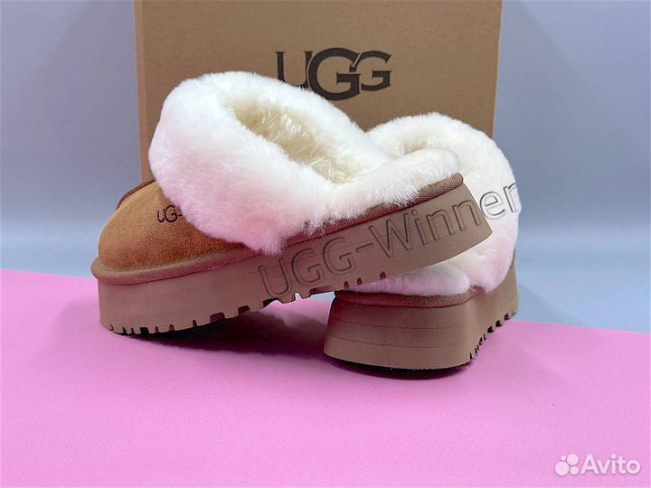 Тапочки угги женские на платформе рыжие UGG