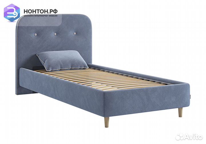 Кровать Лео 0.9 велюр топаз / галька