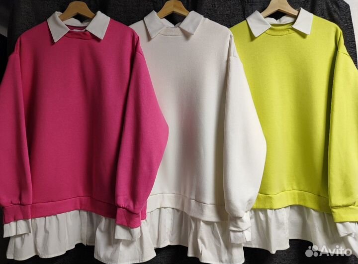 Свитшот с рубашичными вставками