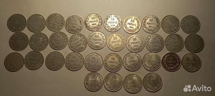 Царская Финляндия 1,5,10,25,50 пенни 1864-1917 гг