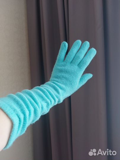 Перчатки удлинённые вязанные