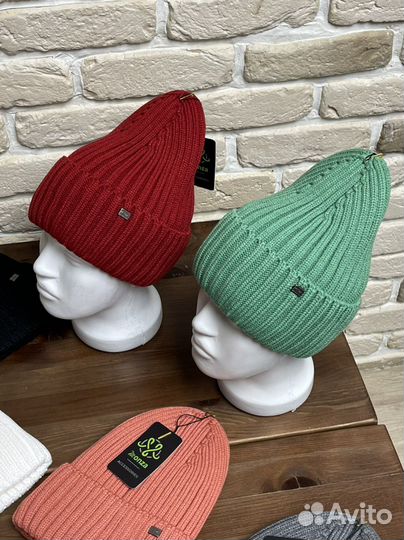 Женские шапки бини тыковка на флисе
