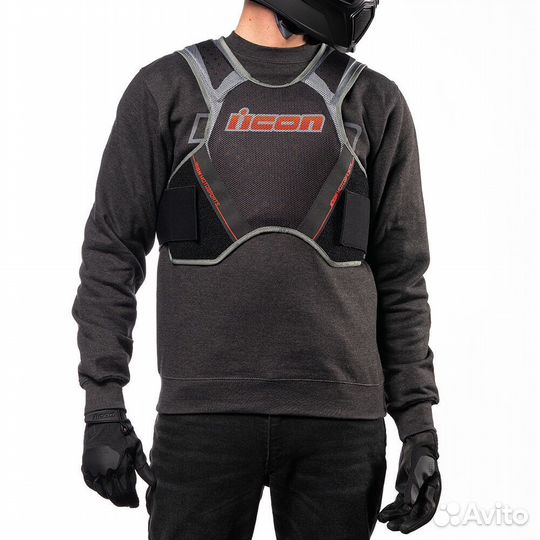 Icon Field Armor Softcore D3O Megabolt мотожилет черный с красными вставками (размер: 3xl-4xl)