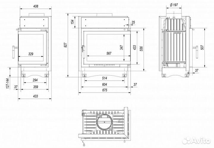Топка maja P BS Г образное стекло справа