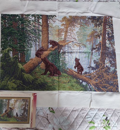 Картина вышитая крестом ручная работа ии Шишкин