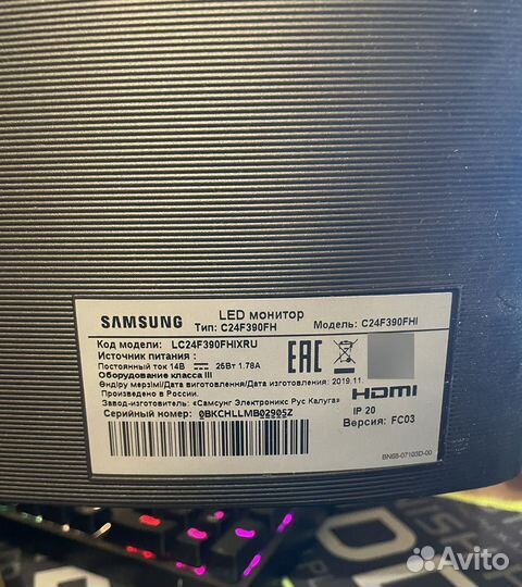 Монитор samsung c24f390fhi