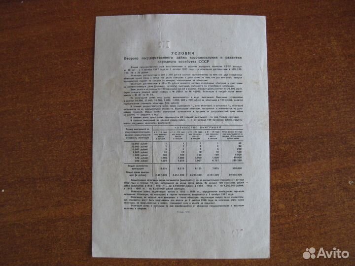 Облигации 1947 год