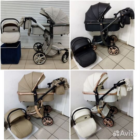 Новая кожаная коляска 3 в 1 Dalux Luxmom 608