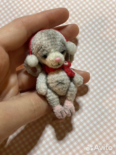Игрушки мышка, вязаные игрушки миниатюра