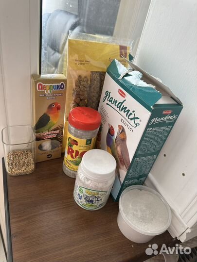 Клетка (витрина) с Амадинами и полным наполнением