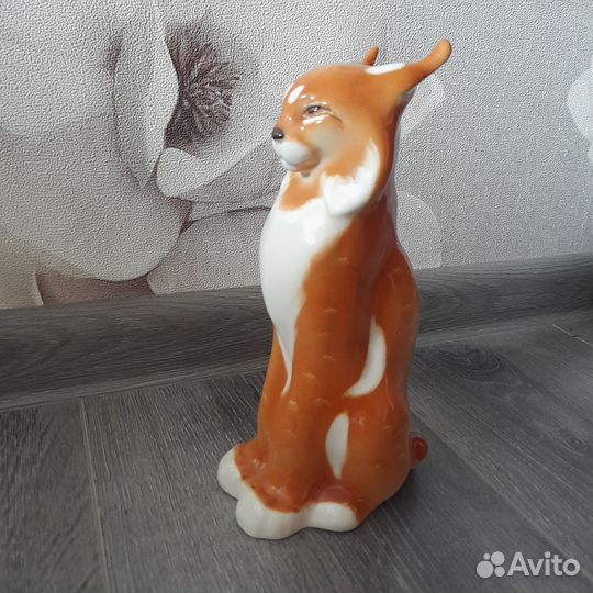Статуэтка фарфор рысь лфз СССР