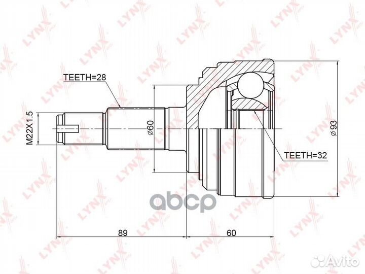 Шрус наружный перед прав/лев CO3401 lynxauto