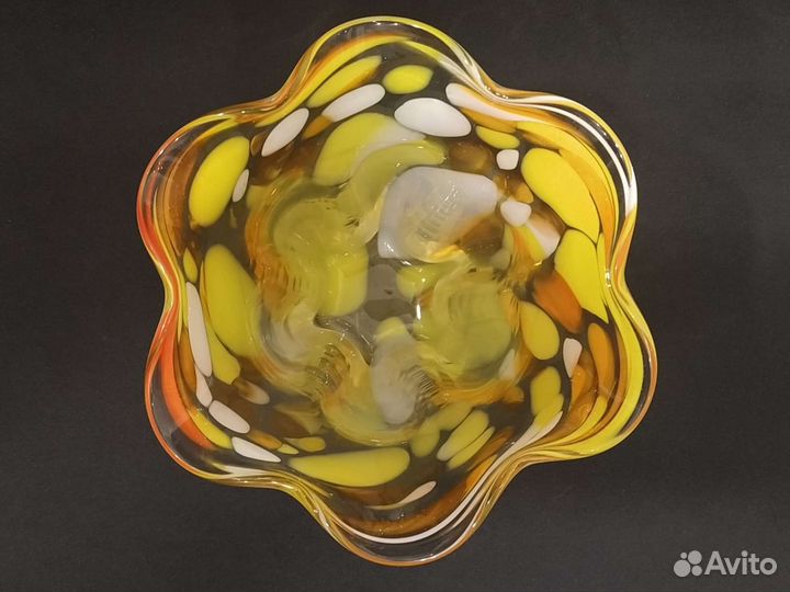 Вазочки, гутное стекло, винтаж