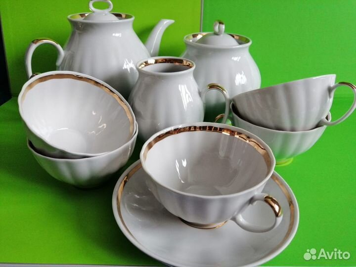 Чайный сервиз Белый Лебедь (Дулевский фарфор)