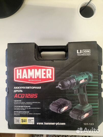 Дрель аккумуляторная hammer ACD12BS дисконт