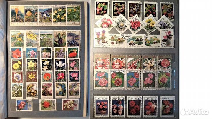 Наборы марок разных стран времен СССР в кляссере