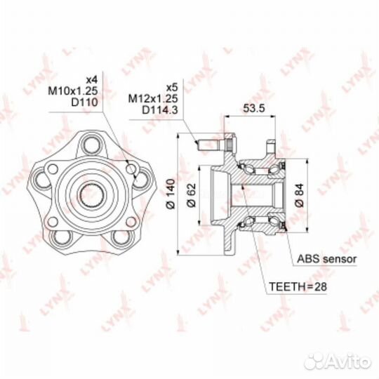Lynxauto WH-1037 Ступица колеса перед/зад прав/лев