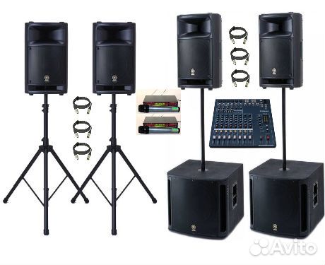 4 aктивные колонки мощностью 1600вт