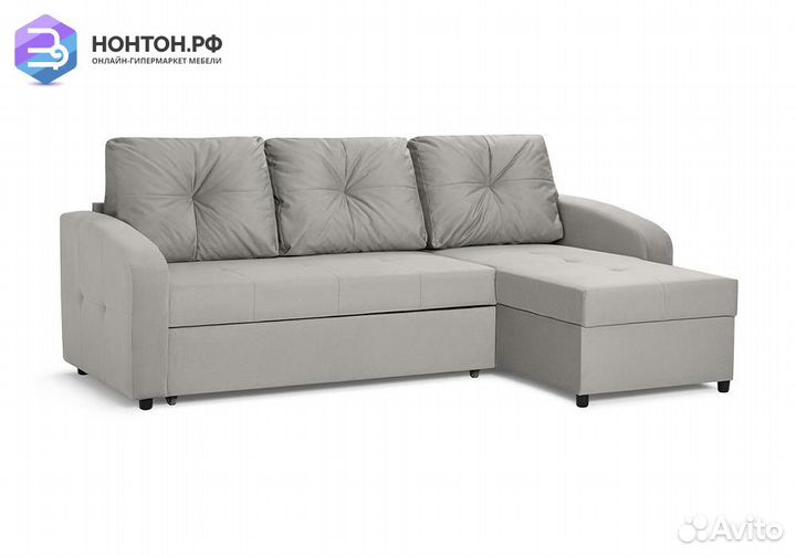 Диван угловой дельфин Монтана светло-серый