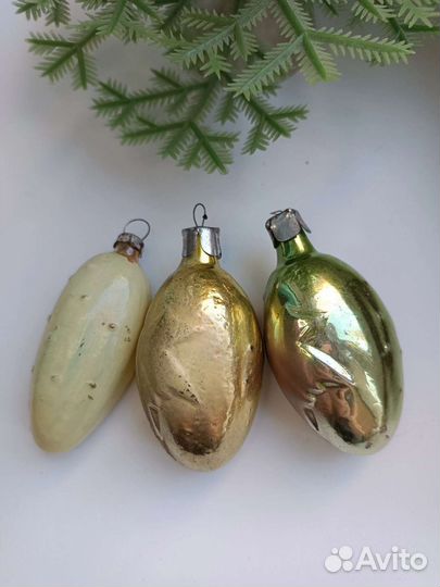 Елочные игрушки СССР. Фрукты, овощи