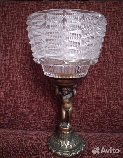 Старинная ваза Богемия Путти бронза/хрусталь