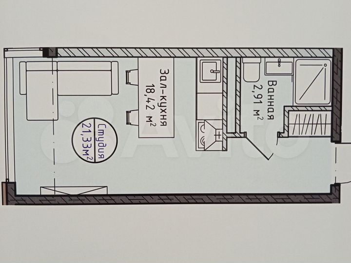 Квартира-студия, 21,1 м², 5/16 эт.