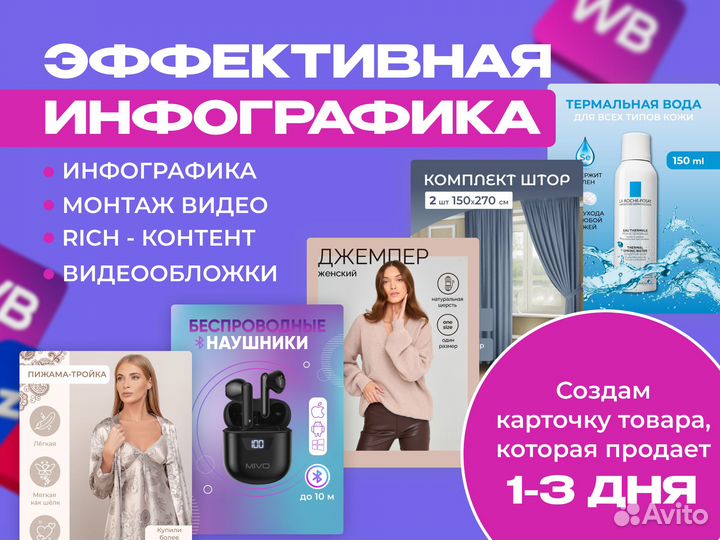 Инфографика карточек товара для Wildberries Ozon