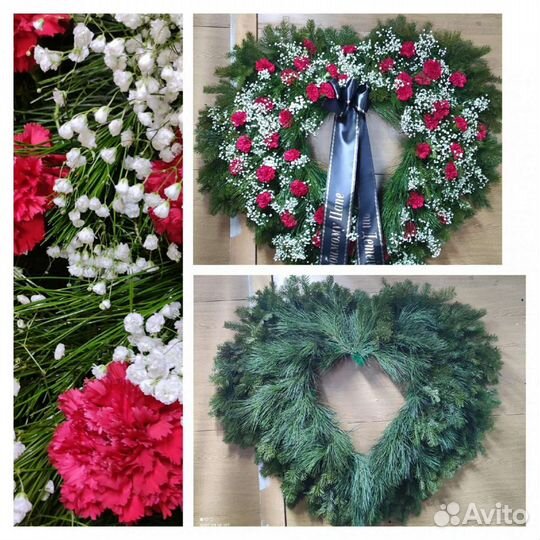 Венки ритуальные из живых цветов