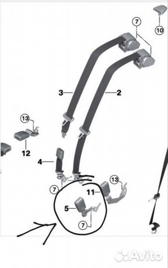 Ремень безопасности задний левый Bmw 5-Series F90