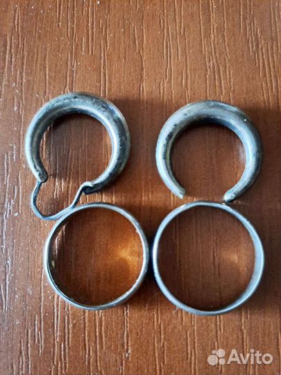 Серги, колца, ретро, янтарь в серебре