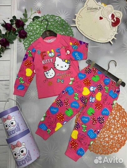 Пижама детская для девочки Hello Kitty из хлопка