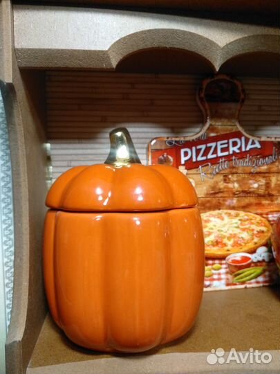 Керамическая шкатулка-тыква высокая