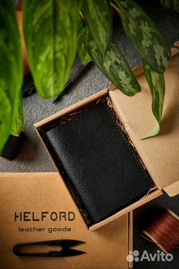 Обложка на паспорт из кожи черная