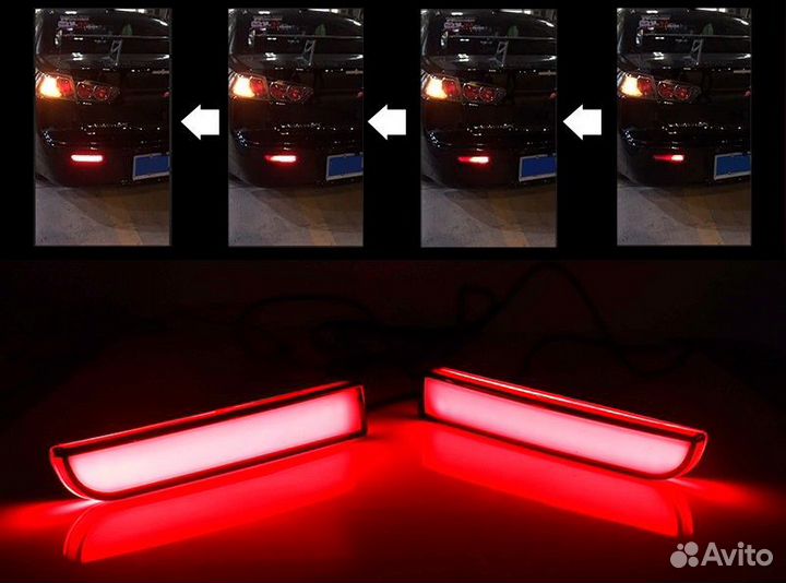 Катафоты/отражатели LED в бампер Lancer 10 черные