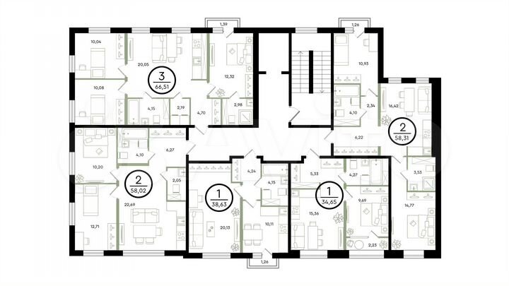 2-к. квартира, 58 м², 2/4 эт.